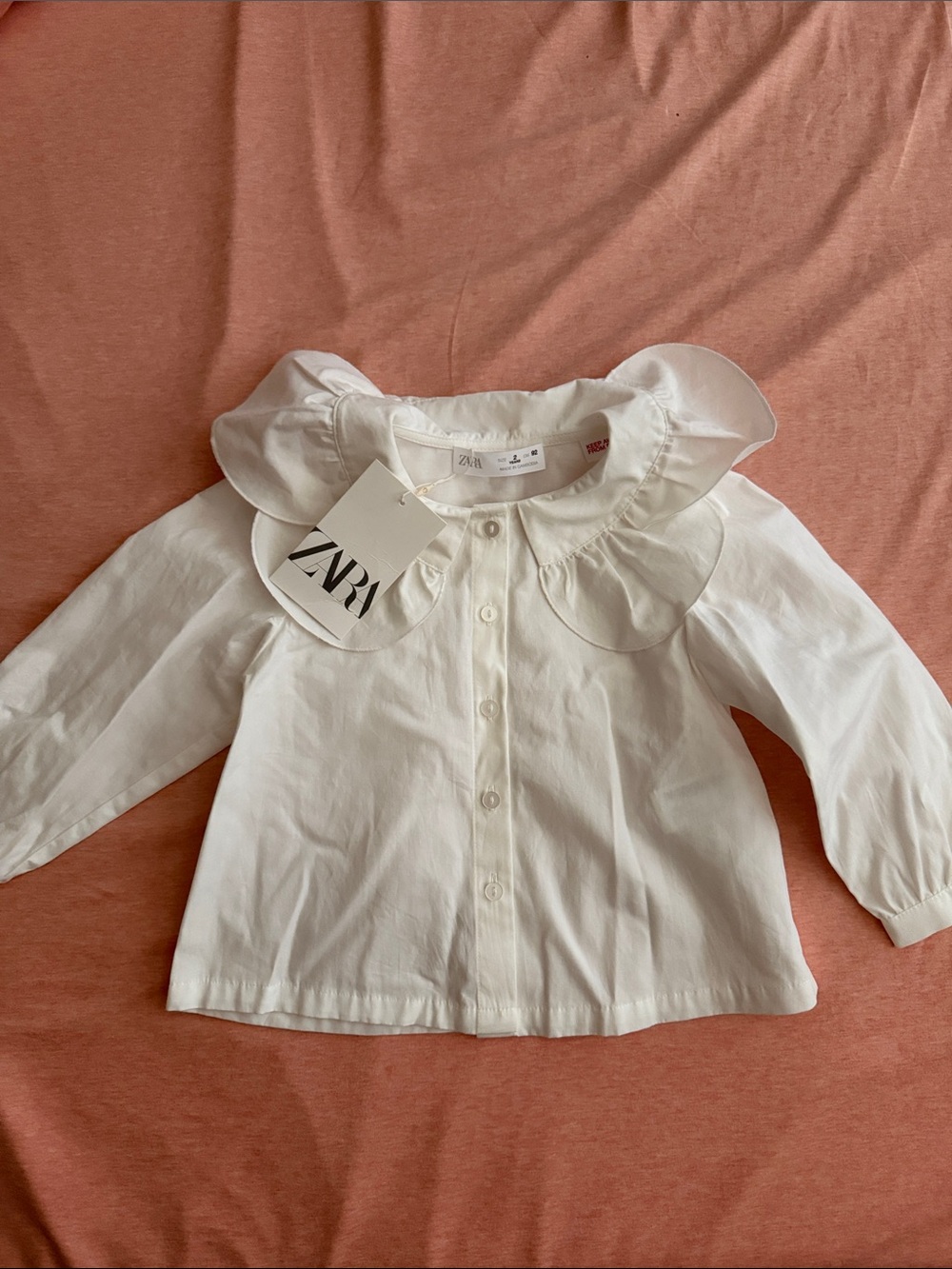 Zara White Peter Pan Ruffle Collar Blouse